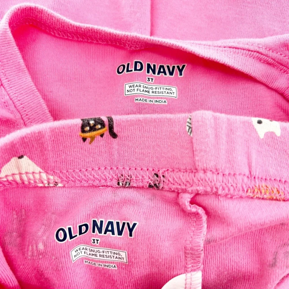 Old Navy Girls 3T Halloween Pajamas Pink Wicked Cute Black Cat Pumpkin Set